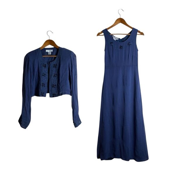 Poems by Esteem Blue 2 piece Dress set with Jacket - Picture 2 of 10